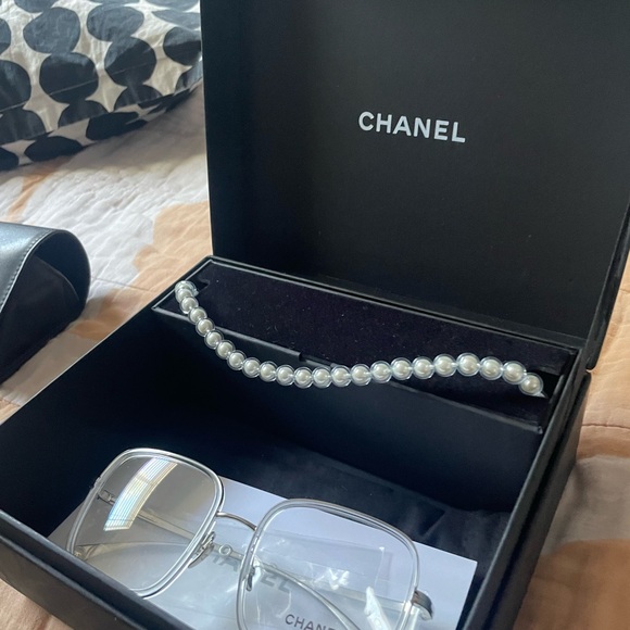 Chanel Square optical, Removable Pearl Chain Eyeglasses 2195 Silver - Picture 11 of 12